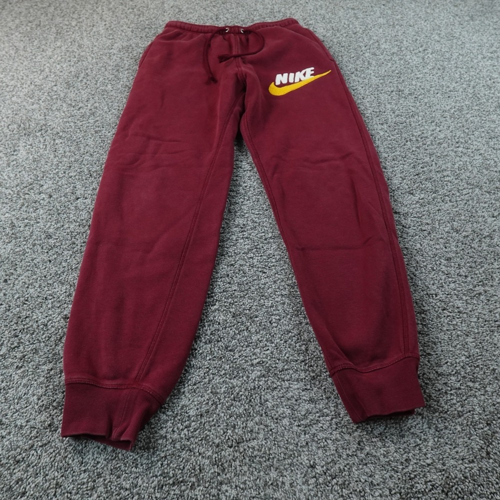 Nike Sweatpants Mens S‎ Red Fleece Jogger Athletic Drawstring Workout Gym Pants